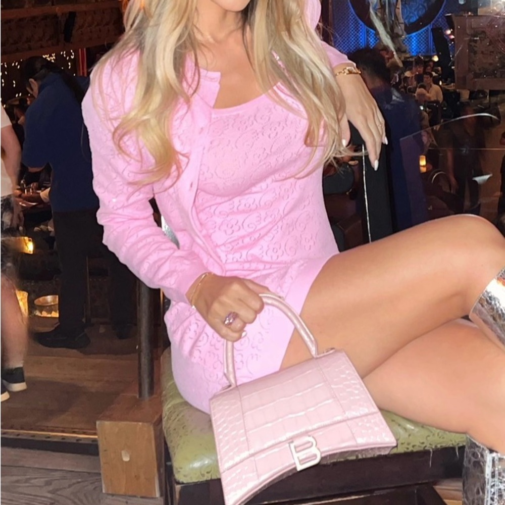 Sandy Liang Pink Lace Mini Dress